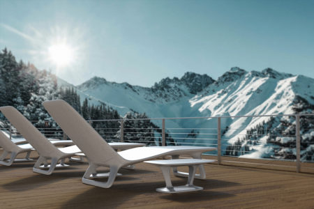 Heated Lounger mit Alpenpanorama