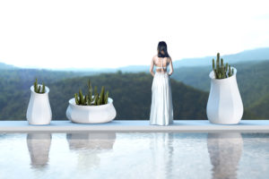 Blumenkübel Triptik mit Model