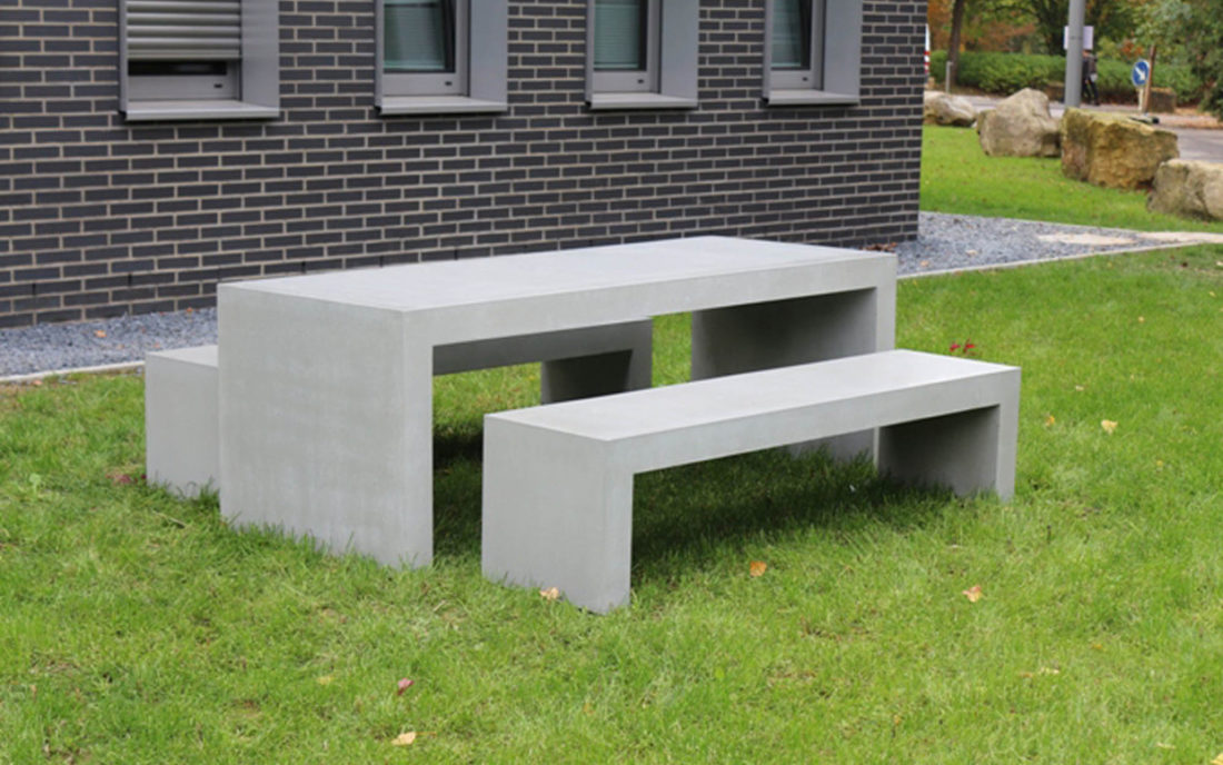 Concrete table with matching benches Limpertsberg